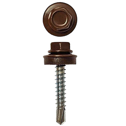 Шуруп-саморез 4,8х35(38) кровельный, RAL 8017 коричневый шоколад, 50 штук