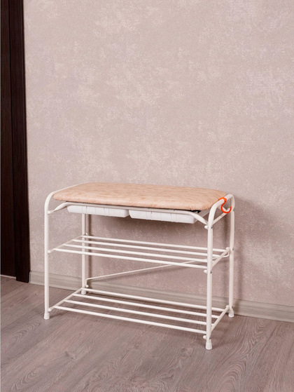 Подставка для обуви Альфа 23 с сиденьем и ящиком (Белый)