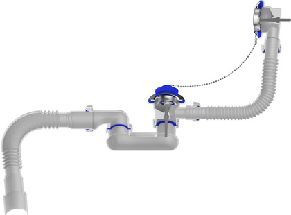 Сифон для ванны плоск. регулир. 1 1/2х40 с выпуск., перелив., мет.реш, гт 40х40/50