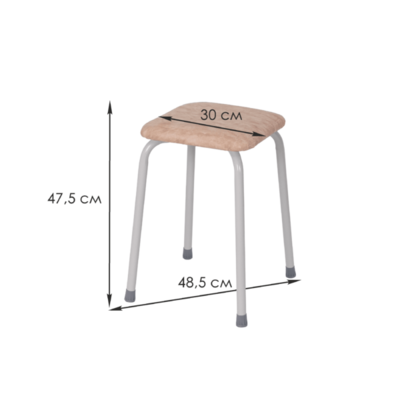 Табурет квадратный «Пенёк крепкий 224» с ЛДСП, серый, цвет сиденья бежевый (v.000 с ЛДСП)