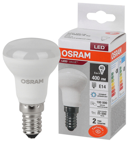 Лампа светодиодная R39 5Вт Е14 6500К 4058075582606 LED VALUE OSRAM