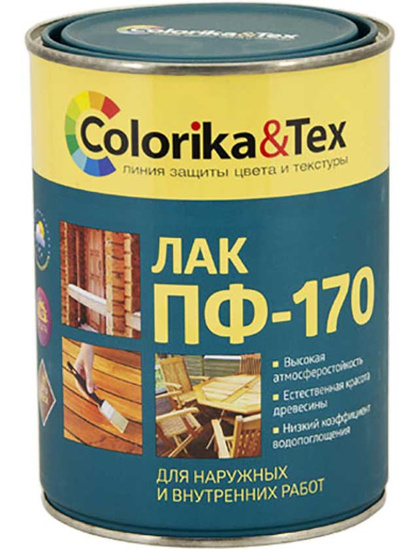 Лак алкидный Colorika Tex ПФ-170 глянцевый, 0,8л