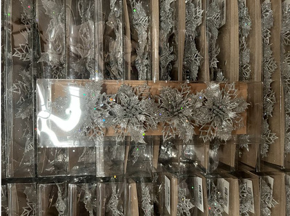 Набор цветов новогодних Silver, 9см, 5шт, арт. ZY-21039