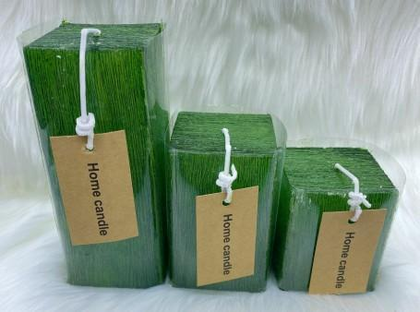 Свеча столбик Kub Art&Home 10х6см, зелёный, арт. MUSJ6610-L