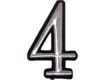 Цифра дверная Большая пластик 4 (хром) клеевая основа