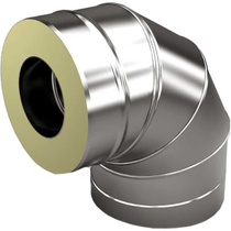 Отвод дымоходный 87гр. d.150/250мм AISI304/430-0,8/0,5мм.