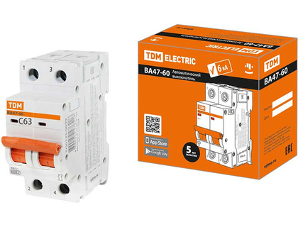 Выключатель автоматический TDM  ВА 47-63 2Р 40А (С) 6кА / SQ0223-0099