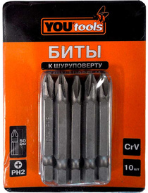Бита PH2х 50 мм (к-т 10шт) YOURTOOLS