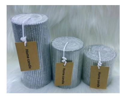 Свеча столбик Ribbed Art&Home 7,5х7см, серебро, арт. MUCJ775-Y