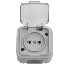 VIKA сер. Розетка 1-гнезд. б/з б/ш с кр. РА16-296(02) IP54 OKKO