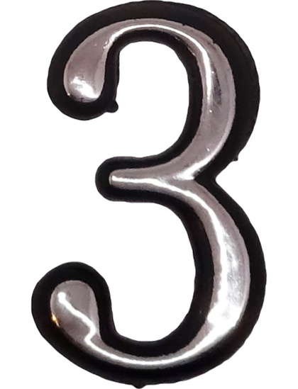 Цифра 3 50мм. пластм. клеящ. хром