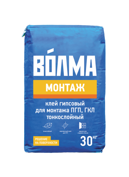 Клей гипсовый для монтажа ПГП и ГКЛ Монтаж 30кг