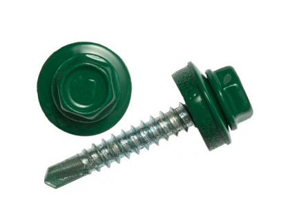 Шуруп-саморез 4,8х29 кровельный, RAL 6005 зеленый мох, 50 штук