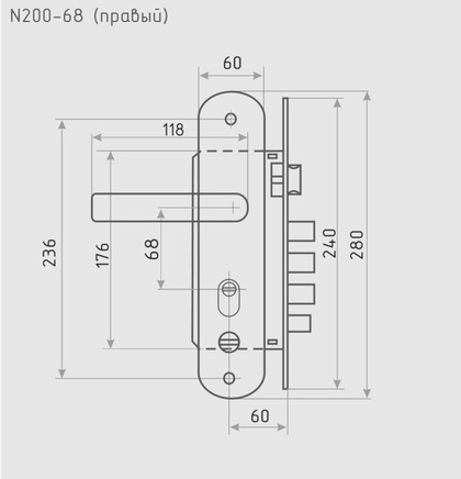 Замок врезной NORA-M N200-68 П
