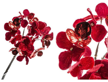 Цветок искусственный Гортензия, 47 см, красный/золотой, арт. K03916