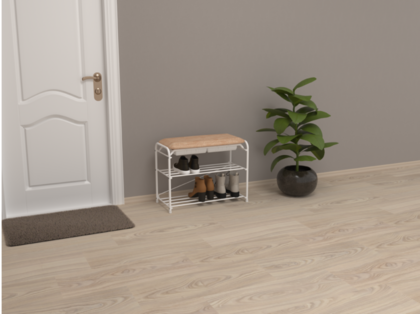 Подставка для обуви Альфа 23 с сиденьем и ящиком (Белый)