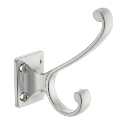 Крючок мебельный двухрожковый KERRONKR 0130 SC, матовый хром