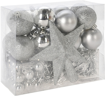 Набор украшений ёлочных Silver (54шт), полистирол, арт. ACS102610