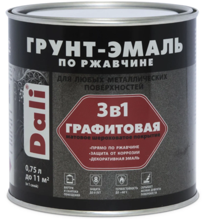 Грунт-эмаль по ржавчине 3 в 1 Dali 0,75л графитовая серебристый