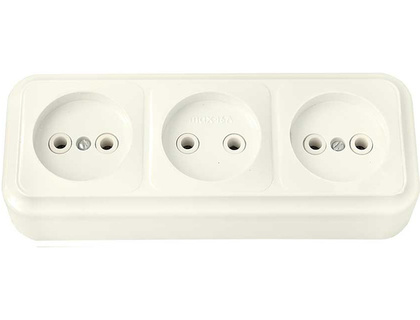 VIKA беж. Розетка 3-гнездн. б/з РА16-263, ОККО