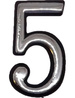 Цифра 5 50мм. пластм. клеящ. хром