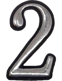 Цифра 2 50мм. пластм. клеящ. хром