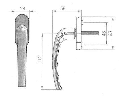 Ручка для ПВХ окон Комфорт-пластик белая арт. У1-2281.Б Левша
