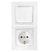 INA бел. Блок электроуст. 1-кл. выкл. + розетка c/з В-РЦ-729, ОККО