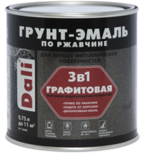 Грунт-эмаль по ржавчине 3 в 1 Dali 0,75л графитовая серебристый