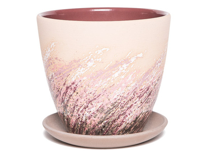 Горшок бетон. Живопись бежевый крокус №3, 14,5х17,7х17,7