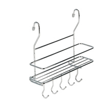 Полка на рейлинг малая с крючками, хром