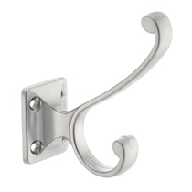 Крючок мебельный двухрожковый KERRONKR 0130 SC, матовый хром