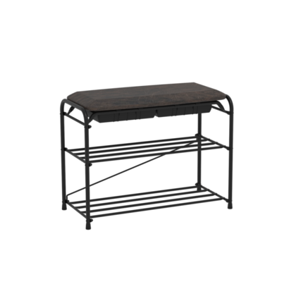 Подставка для обуви Альфа 23 с сиденьем и ящиком (Черный)