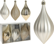 Набор украшений ёлочных Champagne 12см (3шт), полипропилен, арт. CAN227120