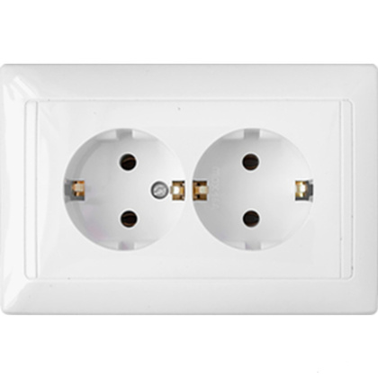 Розетка с заземлением BYLECTRICA РС16-313, скрытая установка, на 2 гнезда