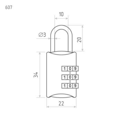 Замок навесной кодовый 607 серебро НОРА-М