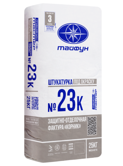 Декоративная штукатурка Тайфун Мастер 23К-3 корник белый, 25 кг