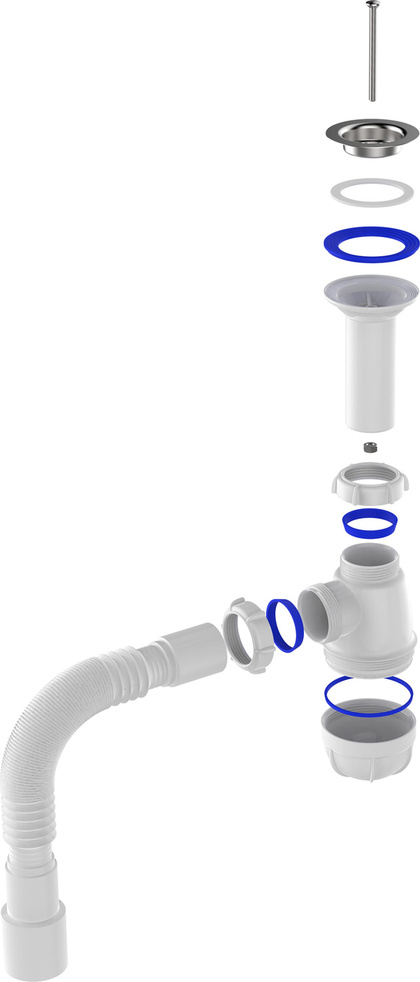 Сифон для кухни 1 1/2х40 с удлинённой горловиной с мет.реш. c г.т. 40х40/50