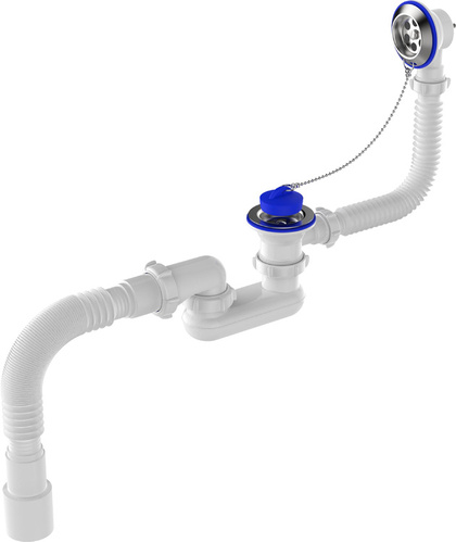 Сифон для ванны плоск. регулир. 1 1/2х40 с выпуск., перелив., мет.реш, гт 40х40/50