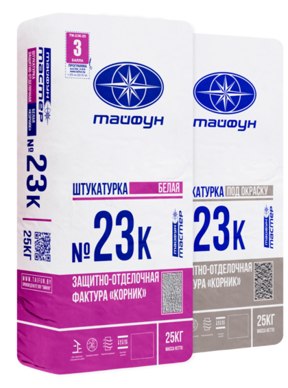 Декоративная штукатурка Тайфун Мастер 23К-3 корник белый, 25 кг