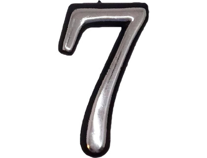 Цифра дверная Большая пластик 7 (хром) клеевая основа