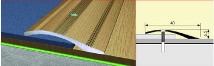 Порог алюм п/к (кант) 40мм 0,9 дуб тёмный DOMOLETTI