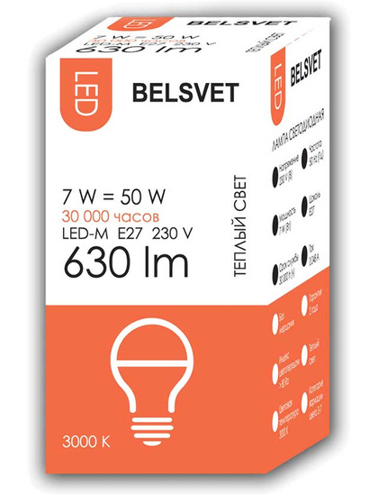 Лампа светодиодная G45 7Вт Е27 3000К LED-M БЕЛСВЕТ