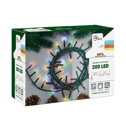 Электрогирлянда Нить, 15м, 200 разноцветных светодиодов, арт. BH-HO2704-M