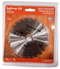 Пильный диск т/с 125/22мм Z24 (дерево) Bohrer 38112524