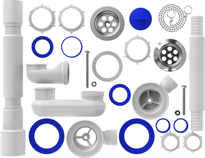 Сифон для ванны плоск. регулир. 1 1/2х40 с выпуск., перелив., мет.реш, гт 40х40/50