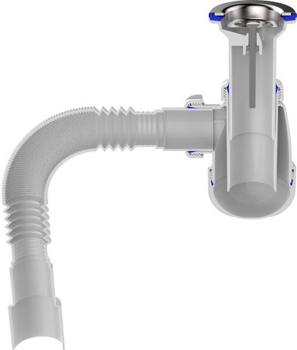 Сифон для кухни 1 1/2х40 с удлинённой горловиной с мет.реш. c г.т. 40х40/50