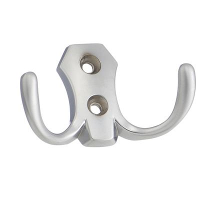 Крючок мебельный двухрожковый KERRONKR 0020 SC, матовый хром