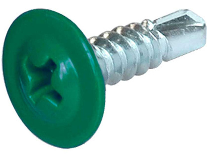 Шуруп по металлу 4,2х25 зеленый прессшайба сверло, 100 штук