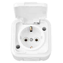 VIKA бел. Розетка 1-гнездн. с/з IP54 РА16-297, ОККО